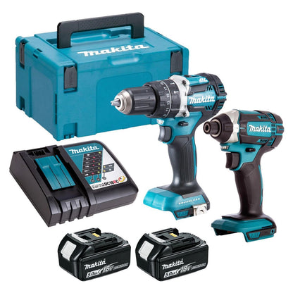 Makita 18V Combi Drill &  Impact Driver with 2 x 5.0Ah Battery & Charger T4TKIT-16443