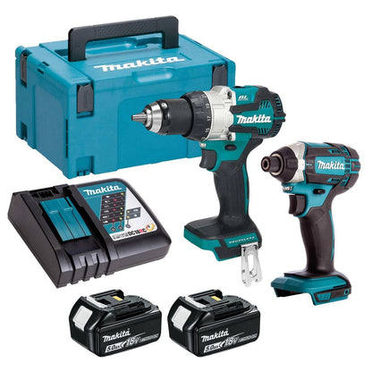 Makita 18V 2 Piece Power Tool Kit with 2 x 5.0Ah Batteries T4TKIT-16449
